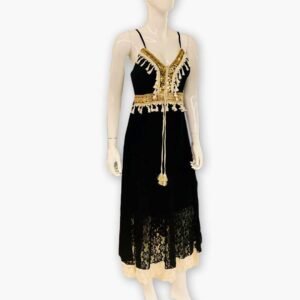 Gold Black Crochet Dress