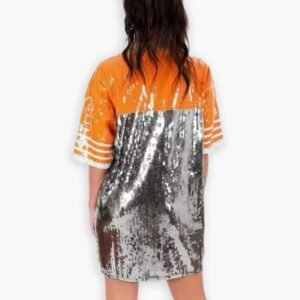 Glittery Orange Jersey mini Dress