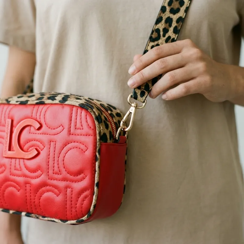 Two Tone Animal Print Crossbody Bag