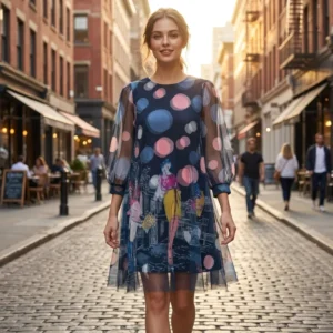 3D Navy Dress