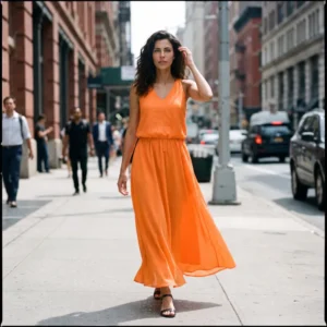 Long Orange Dress