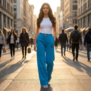 Blue Cotton Pants