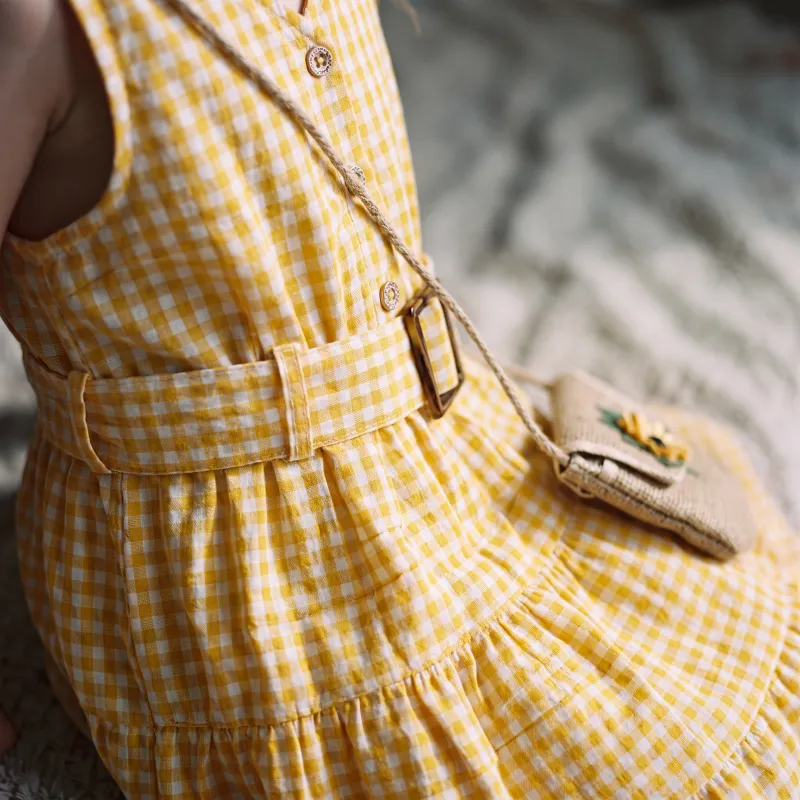 Sunflower Dress With Cute Purse