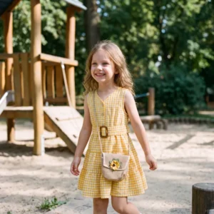 Sunflower Dress With Cute Purse