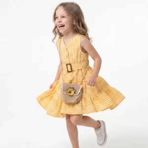 Sunflower Dress With Cute Purse