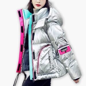 Silver Metallic Puffer Jacket