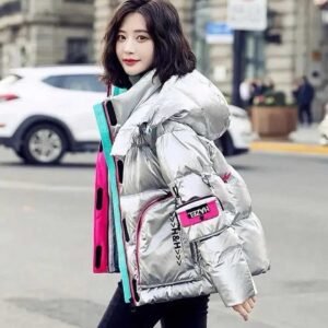 Silver Metallic Puffer Jacket