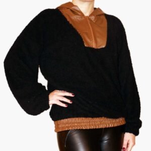 Black & Camel Fleece Hoodie