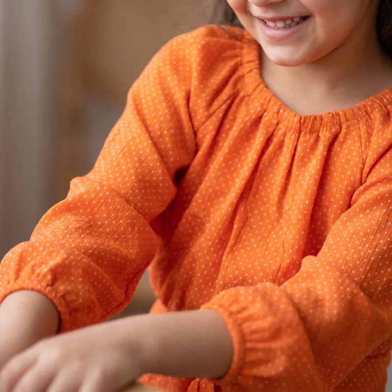 Orange Polka Top Girls