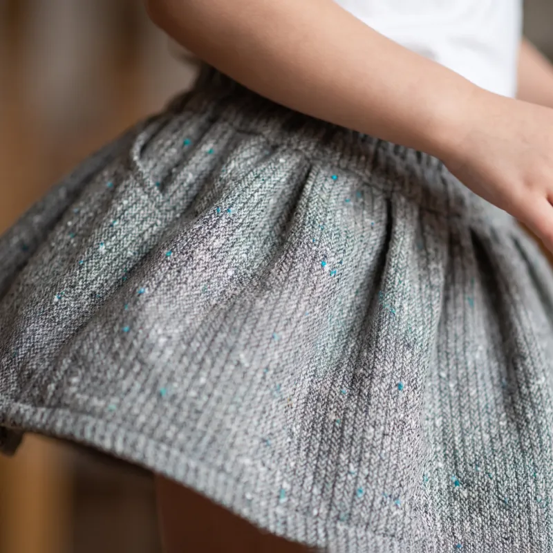 Grey Green Puff Skirt girl
