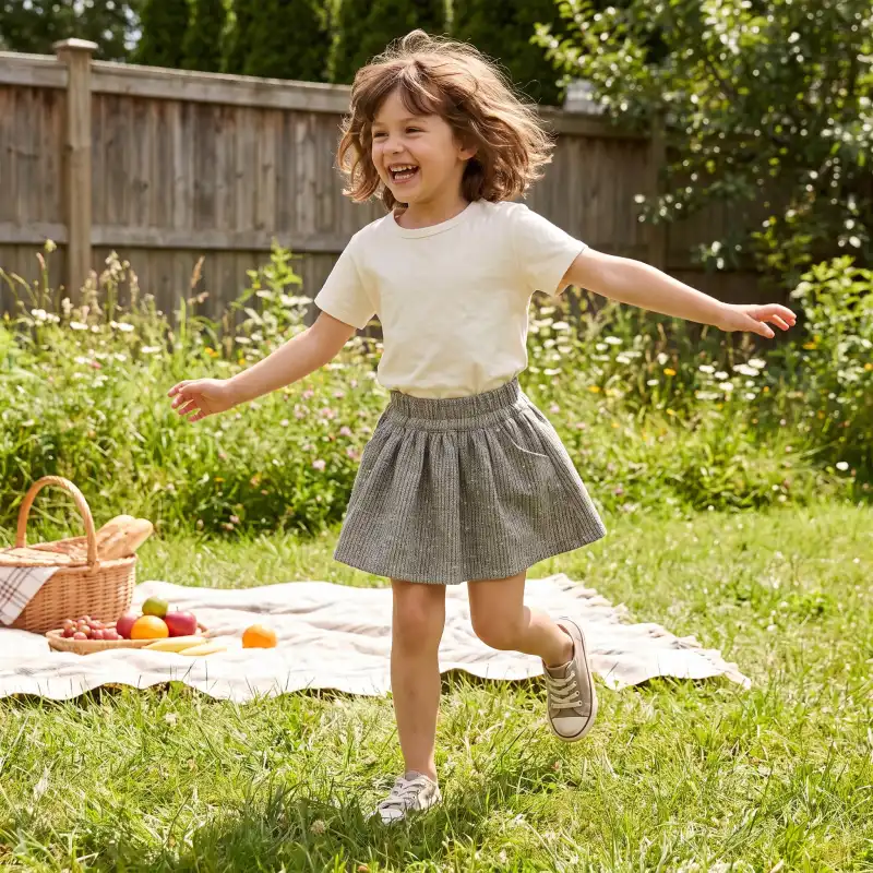 Grey Green Puff Skirt girl
