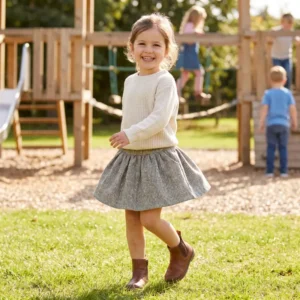 Grey Green Puff Skirt girl