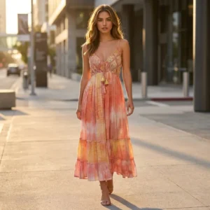 Boho Rose Coral Dress