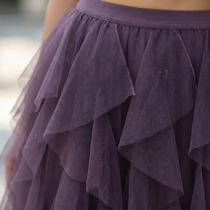 Purple Fluffy Long Skirt