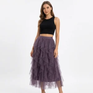 Purple Fluffy Long Skirt