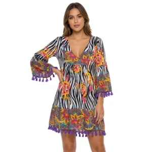 Zebra Flower Boho Dress