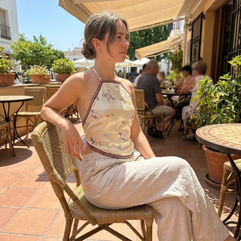 Golden Chinese Flowery Top