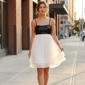 Glitter black and white dress