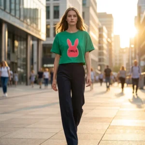 Smile Green Rabbit Crop