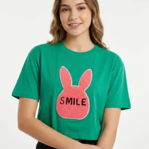 Smile Green Rabbit Crop