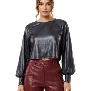 Black Metallic Crop
