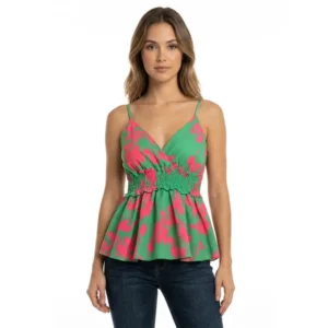 Pink Green Flower Top