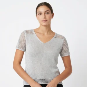 Silver Glitter Net Top