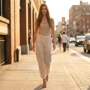 Belted Net Pants