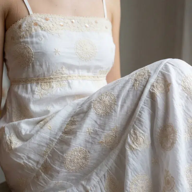 Strappy Boho Maxi Cream Dress