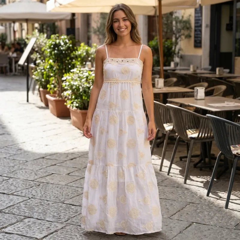 Strappy Boho Maxi Cream Dress