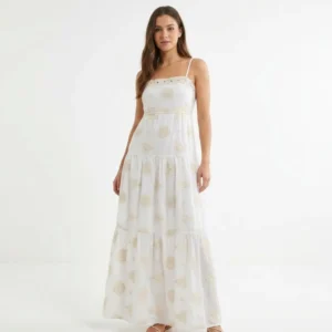 Strappy Boho Maxi Cream Dress