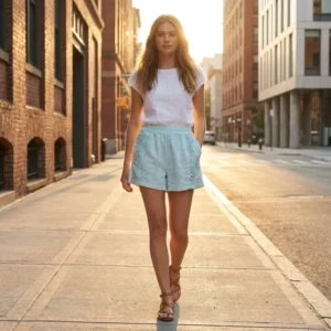 Mint Embroidered Shorts