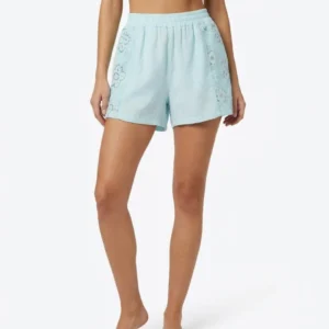 Mint Embroidered Shorts