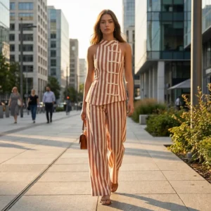 Brown Striped Set